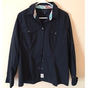 Long Sleeve Navy Blue Button Down Tommy Hilfiger